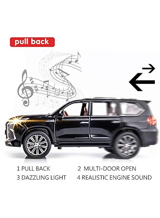 1/24 Lexus 570 Off-Road in Luxury SUV Model Car, Zinc Alloy Pull Back Big Toy car with Sound and Light for Kids Boy Girl Gift (Black) - Image 3